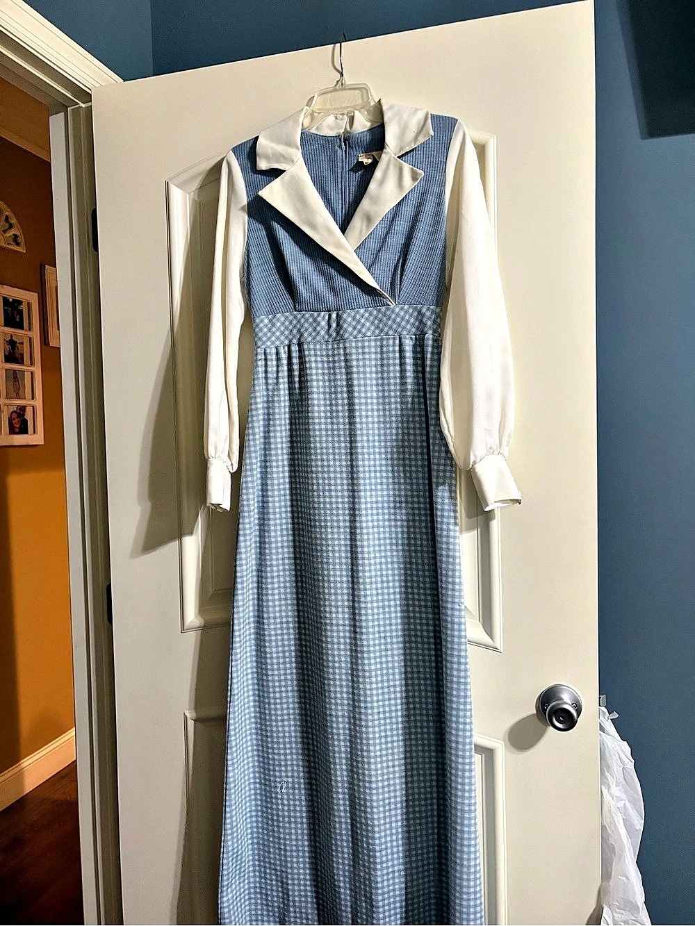 Melissa Lane Blue & White Gingham Maxi Dress